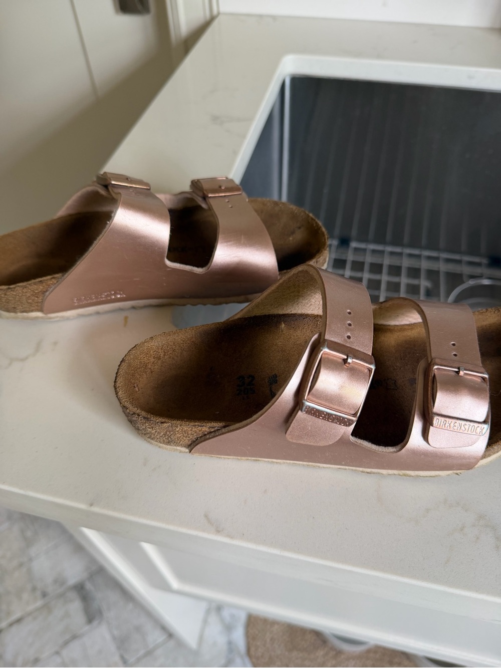 Birkenstock Kids Arizona Sandals - Rose Gold Size 1